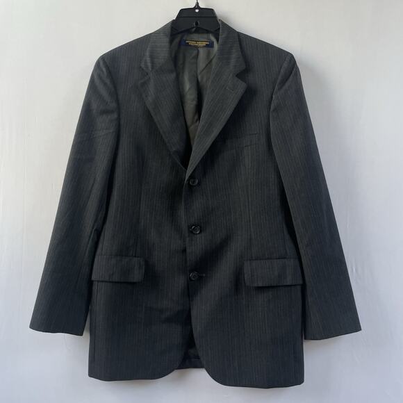 Vtg Brooks Brothers Brooksgate Wool Blazer Gray Pinstripe 38R Classic Fit USA - Picture 1 of 11